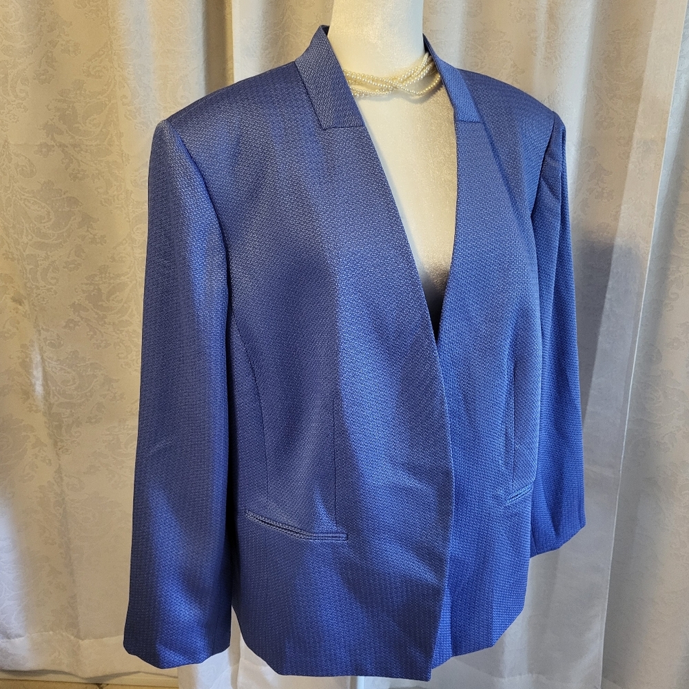TAHARI by Arthur S. Levine. Women Hoopsack Blazer, Size 22W, Blue, Career, Offic